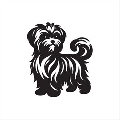 Maltese Dog Vector Silhouette, Elegant Small Canine Outline, Adorable Pet Lover Clipart, Cute Dog Art for Logos, Stickers, Apparel, Digital Prints, Crafts, and Posters.