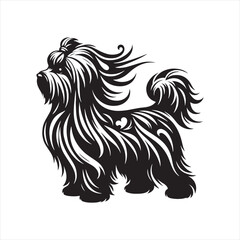 Maltese Dog Vector Silhouette, Elegant Small Canine Outline, Adorable Pet Lover Clipart, Cute Dog Art for Logos, Stickers, Apparel, Digital Prints, Crafts, and Posters.