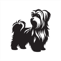 Maltese Dog Vector Silhouette, Elegant Small Canine Outline, Adorable Pet Lover Clipart, Cute Dog Art for Logos, Stickers, Apparel, Digital Prints, Crafts, and Posters.