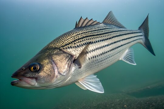 Striped bass underwater