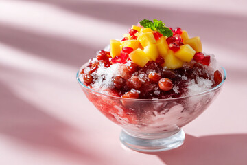 Korean bingsu dessert with sweet toppings