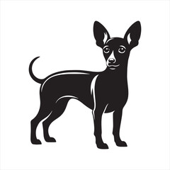 Miniature Pinscher Dog Vector Silhouette, Sleek Canine Outline, Energetic Small Dog Art for Pet Lovers, Logos, Stickers, Apparel, Digital Prints, Crafts, and Posters.