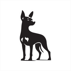 Miniature Pinscher Dog Vector Silhouette, Sleek Canine Outline, Energetic Small Dog Art for Pet Lovers, Logos, Stickers, Apparel, Digital Prints, Crafts, and Posters.