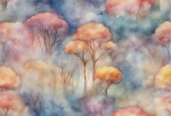 fairyland watercolor seamless texture painting dream ornamental flower indian print wallpaper ornament art hand decorative ethnic drawn persian decor fashion vintage asian batik abstract textile