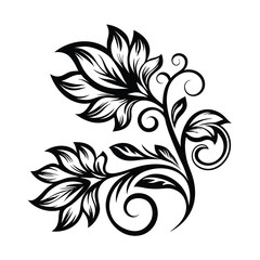  a art nouveau floral silhouette with flowing curve