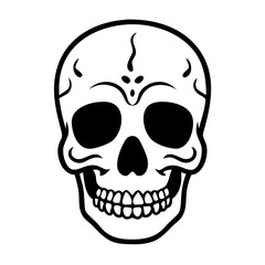 Fototapeta premium Simple skull icon for Day of the Dead celebration, black outline design