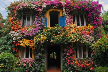 Vibrant Floral House Facade