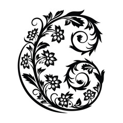  a art nouveau floral silhouette with flowing curve