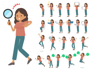 スマートフォンなどのデジタル機器を持つ褐色肌女性のセット