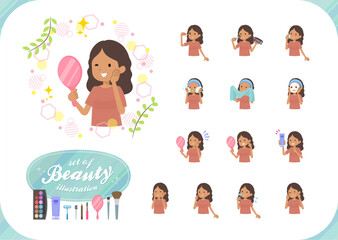 美容に関する褐色肌女性のセット
