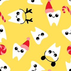Medicine seamless teeth Christmas pattern for wrapping paper and fabrics and linens