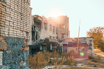 The school was damaged by shelling. War in Ukraine
