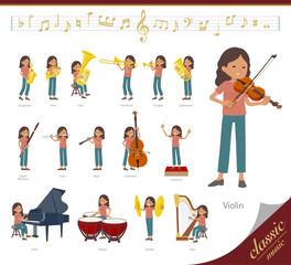 クラシック音楽演奏に関する褐色肌女性のセット