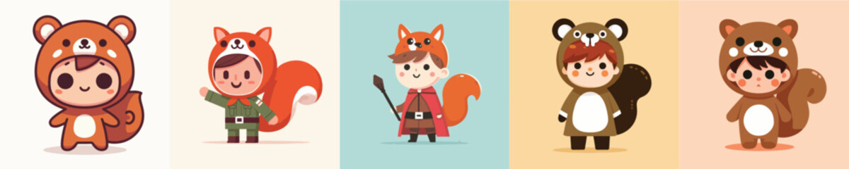 cute squirrel costume boy vector