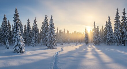 Fototapeta premium sunset in the forest