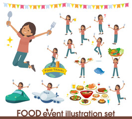 食のイベントに関する褐色肌女性のセット