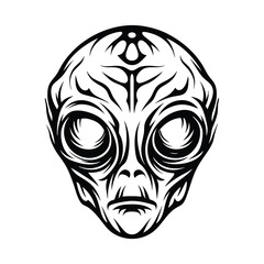 a alien head silhouette with large eyes