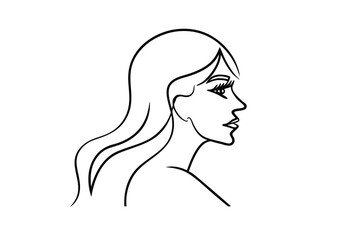 Woman facing sunrise, minimalist line art, nature, beauty, hope