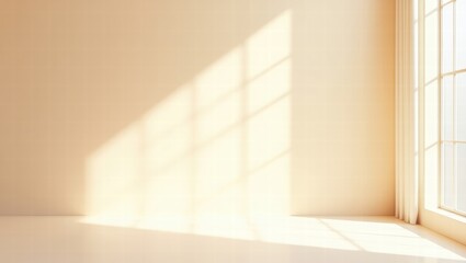 Fototapeta premium Sunlight streaming through minimalist interior with large windows