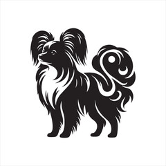 Papillon Dog Vector Silhouette, Elegant Small Canine Outline, Playful Pet Lover Clipart, Adorable Dog Art for Logos, Stickers, Apparel, Digital Prints, Crafts, and Posters.