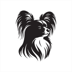Papillon Dog Vector Silhouette, Elegant Small Canine Outline, Playful Pet Lover Clipart, Adorable Dog Art for Logos, Stickers, Apparel, Digital Prints, Crafts, and Posters.
