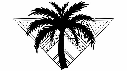 Black and White Palm Tree Silhouette Geometric Triangle Graphic Tropical