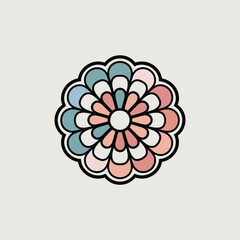 A Symmetrical Minimalistic Mandala with Bold Black Outlines Isolated on White Background