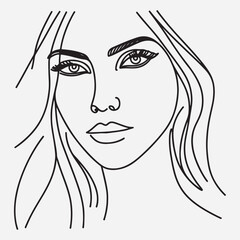 portrait. Simple, minimalist vector illustration of beautiful woman face. Line drawing. stock illustration