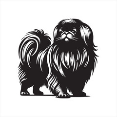 Pekingese Dog Vector Silhouette, Charming Small Canine Outline, Loyal Pet Lover Clipart, Adorable Dog Art for Logos, Stickers, Apparel, Digital Prints, Crafts, and Posters.