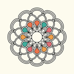 Bold Minimal Mandala Illustration with Black Lines Isolated on White Background
