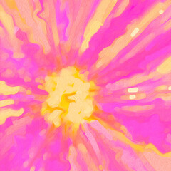 Cosmo Flower Painted Photo-Wavy - Pink with Yellow Sunshine Highlights with Texture