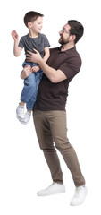 Obraz premium Portrait of father with his son on white background