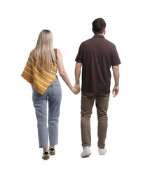 Lovely couple on white background, back view