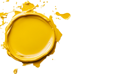 Glossy Yellow Liquid Splash on Black Background, cut out transparent