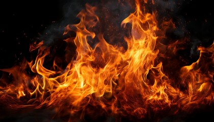 Fototapeta premium vibrant flames dancing against a dark background in high detail