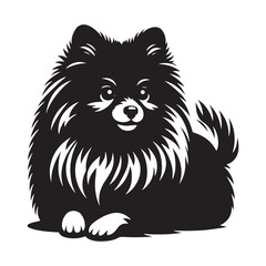 Pomeranian Dog Vector Silhouette, Fluffy Small Canine Outline, Playful Pet Lover Clipart, Adorable Dog Art for Logos, Stickers, Apparel, Digital Prints, Crafts, and Posters.