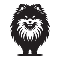 Pomeranian Dog Vector Silhouette, Fluffy Small Canine Outline, Playful Pet Lover Clipart, Adorable Dog Art for Logos, Stickers, Apparel, Digital Prints, Crafts, and Posters.