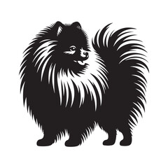 Pomeranian Dog Vector Silhouette, Fluffy Small Canine Outline, Playful Pet Lover Clipart, Adorable Dog Art for Logos, Stickers, Apparel, Digital Prints, Crafts, and Posters.