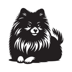Pomeranian Dog Vector Silhouette, Fluffy Small Canine Outline, Playful Pet Lover Clipart, Adorable Dog Art for Logos, Stickers, Apparel, Digital Prints, Crafts, and Posters.