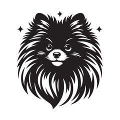 Pomeranian Dog Vector Silhouette, Fluffy Small Canine Outline, Playful Pet Lover Clipart, Adorable Dog Art for Logos, Stickers, Apparel, Digital Prints, Crafts, and Posters.