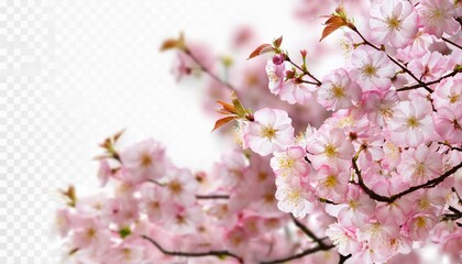 Naklejka premium cherry blossoms in full bloom with transparent background