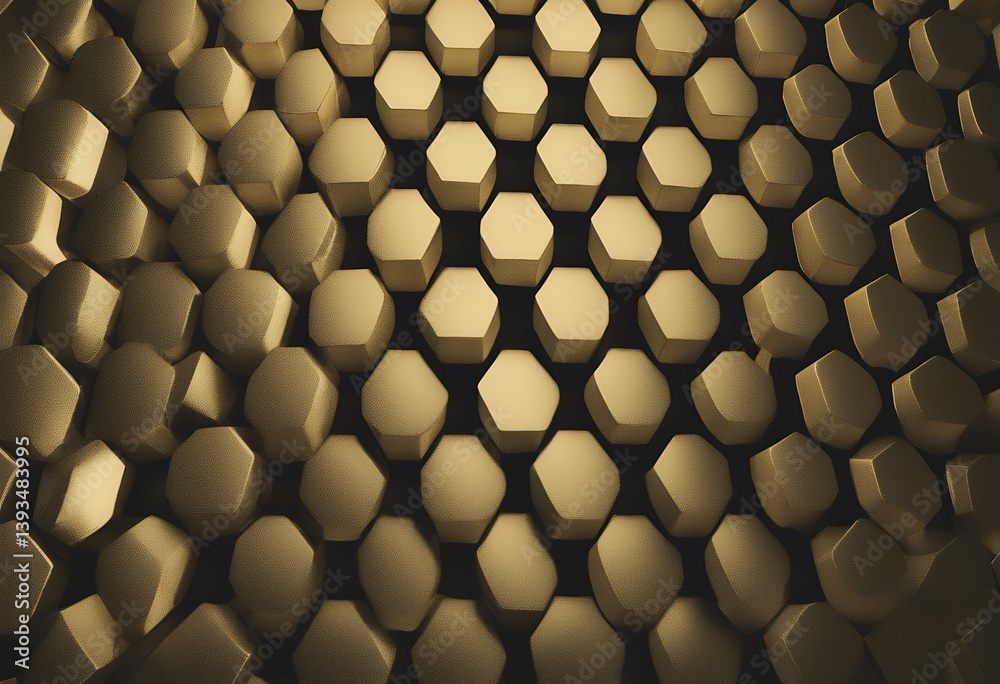 Poster gold hexagonal grid black digital line honeycomb colours three-dimensional geometry shape structure 