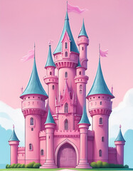 Obraz premium pink castle on the hill