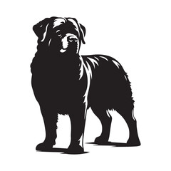 Rottweiler Dog Vector Silhouette, Strong Loyal Canine Outline, Protective Dog Art for Pet Lovers, Logos, Stickers, Apparel, Digital Prints, Crafts, and Posters.