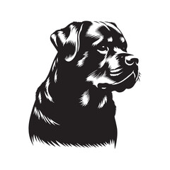 Obraz premium Rottweiler Dog Vector Silhouette, Strong Loyal Canine Outline, Protective Dog Art for Pet Lovers, Logos, Stickers, Apparel, Digital Prints, Crafts, and Posters.