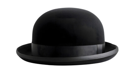 Fototapeta premium Stylish Black Bowler Hat on White Background for Professional Use