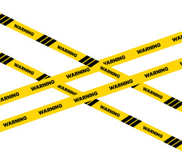 Caution tape set of yellow warning ribbons. Abstract warning lines for police, accident, under construction. Vector danger tape collection.