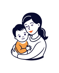 Mother and Child Illustration - Family Love Concept Art