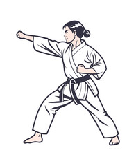 Karate Woman in Action - Martial Arts Illustration