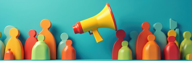 Illustration for Whistleblower Appreciation Day. Corporate culture promotes ethical reporting, transparency, accountability, compliance. Yellow megaphone indicates announcement to people, showing